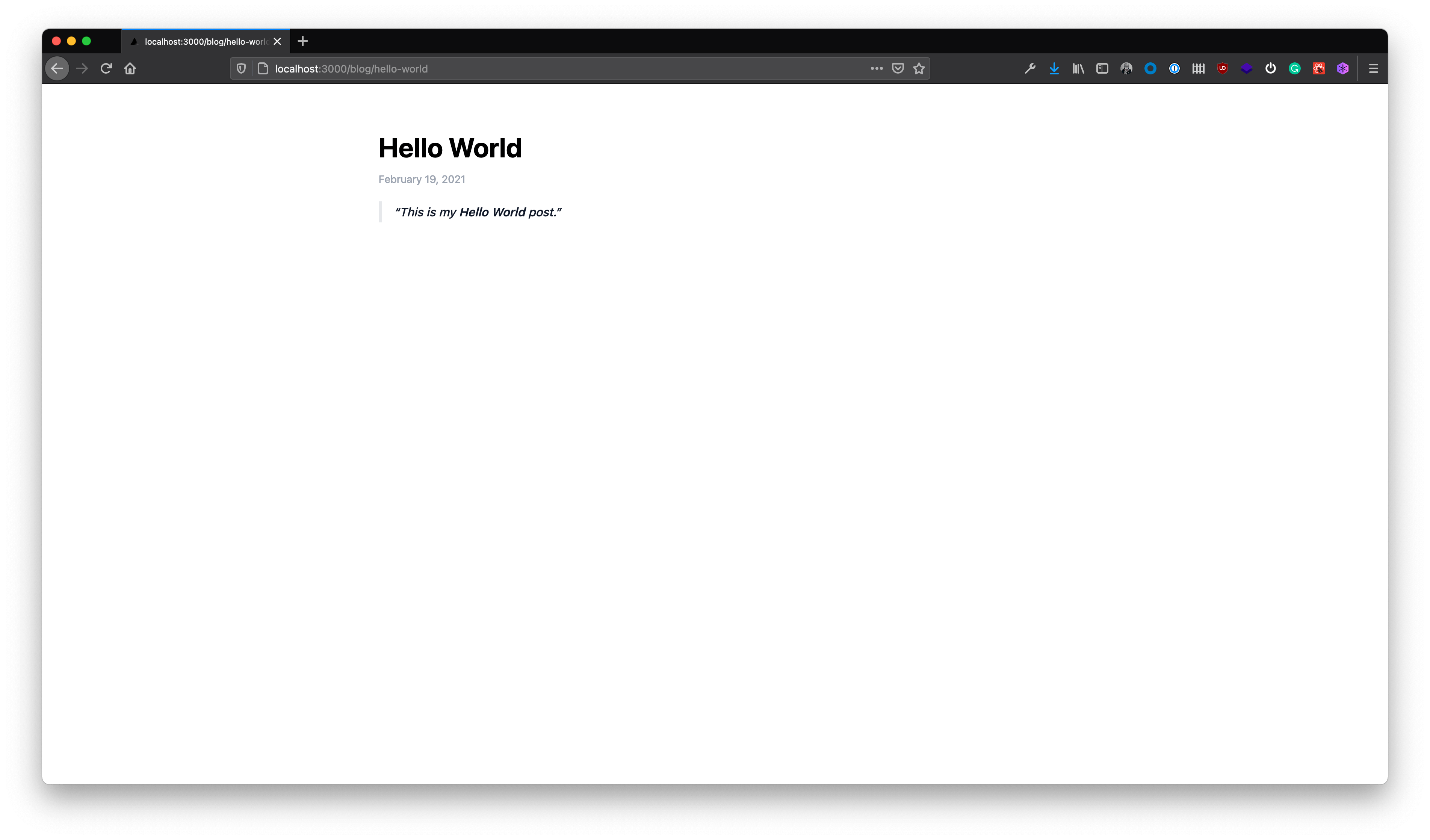 Hello World Page after styling